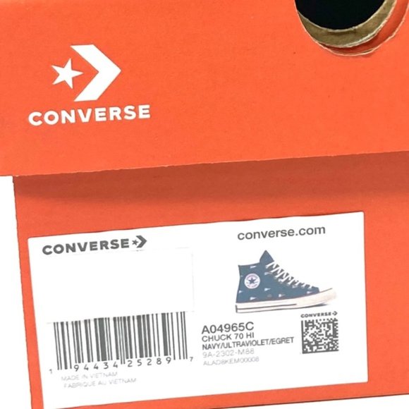 Converse Chuck 70 Shoes For Men Skate Canvas Navy High Top Sneakers A04965C - Picture 10 of 10